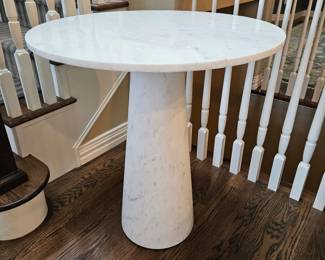 Elegant Solid White Marble Round Pedestal Hall Table w/ Removeable Top