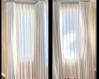  Set of beautiful off-white curtain Panels for a neutral palette in a semi sheer linen fabric. 102" tall/ 102" wide