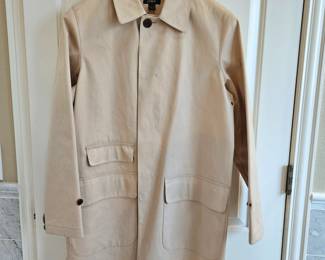 J. Crew Men's Rain Coat in Light Beige Made with 100% Cotton - Wipe Clean 44" Chest 37"L