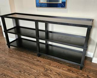  Long Hall / Credenza Table with Lower Shelves - Dark Wood Stain - 6 ft. Long!