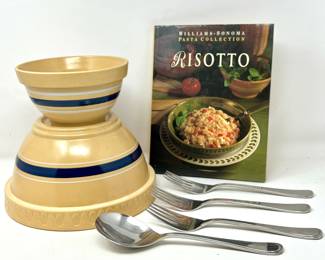 Williams-Sonoma Risotto Bowl Set with Cookbook and Splendide Cutlery