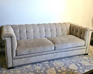 Beige Tufted Sofa by Hickory Chair Co. - Framed with Studs - Hand Made in the USA