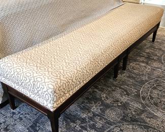 Beautiful King Bed Length Upholstered Sitting Bench in Dark Wood Frame 75"L x 21"D x 18" Seat Height