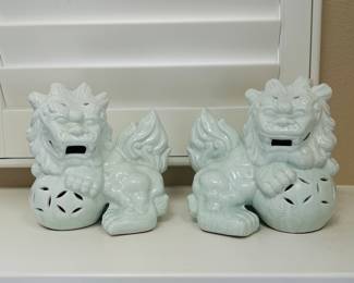 Beautiful Pair of Traditional Chinese Foo Dogs guardians made by Three Hands Co.