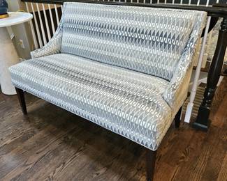 Elegant Upholstered Settee with Geometric Pattern By Kravet Furniture