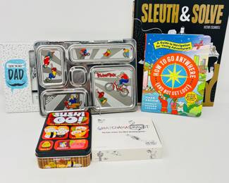 Kids Activity Lot - Lunch Containers, Games, and Books.