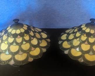 Pair Tiffany style hanging lights