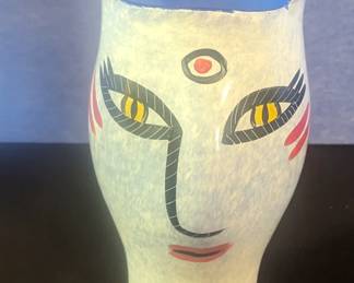 Glass art vase signed