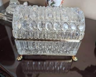 French cut crystal baccarat casket trinket box