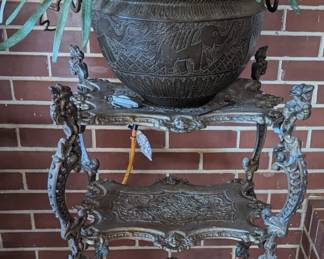 Antique brass plant stand