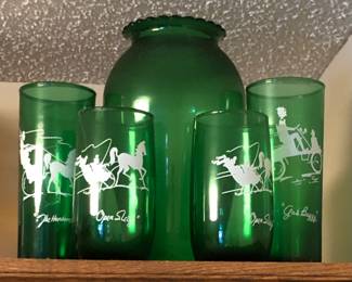 Vintage Anchor Hocking Green Glasses 