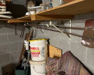 Antique Hand Augers,  Bubbler Minnow Bucket, and Golf Clubs