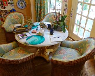 Mid Century marble top maple base table