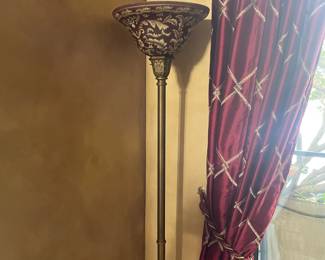 Floor lamp and curtains