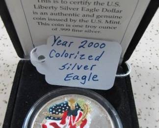 Year 2000 Colorized Silver Eagle in Box
