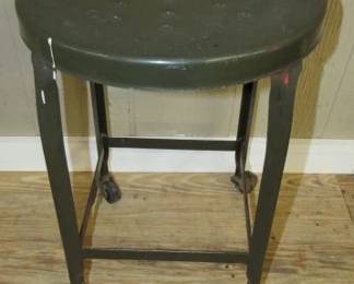 Vintage Metal Roll Around Stool