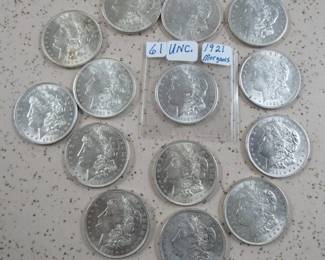 UNC. 1921 Morgan Silver Dollars
