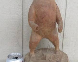 Carved Wood Bear Statue