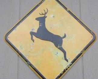 Metal Deer Crossing Sign