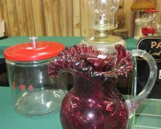 Cranberry Glass Pitcher