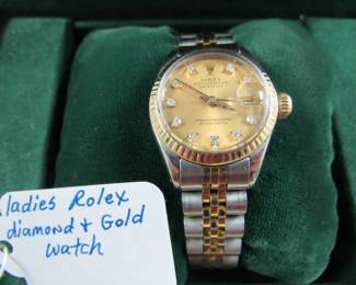 Ladies Rolex Diamond & Gold Wrist Watch