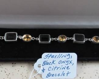 Sterling, Black Onyx, & Citrine Bracelet