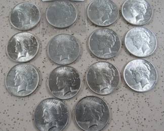 UNC. Peace Silver Dollars