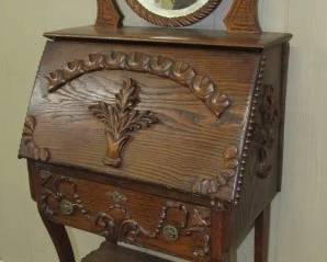 Fancy Oak Drop Front Desk