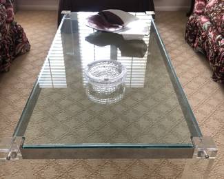 Lucite & glass top coffee table
