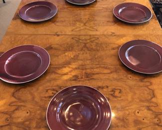 Set of 6 fine ox blood ceramic dishes