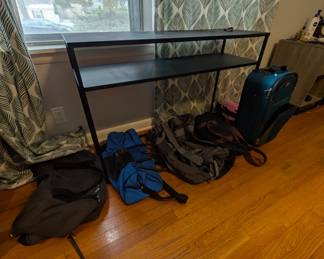 desk and bags