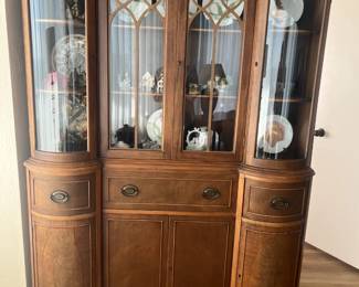 China cabinet w/Secretary desk. Measures 52"L x 14"W x 77"H.