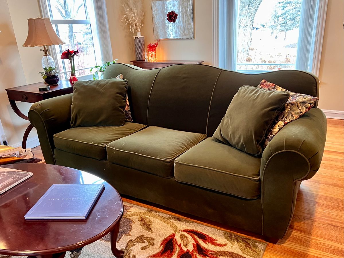 Sage green couch with matching chair