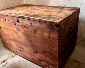 Fantastic large  wooden Vtg. storage box w/original key