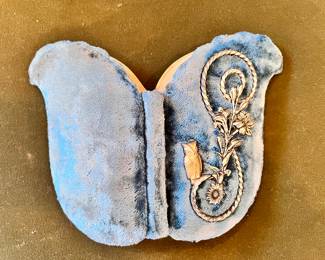 Stunning Vtg. Felt Butterfly shaped note book 