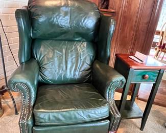 Green leather reclining chair