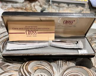 Vtg. Sterling cross pen with original sleeve, box and paperwork and original Marshall Field’s store  sticker 