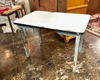 Antique Enamel Top Table