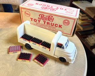 c.1950's Pepsi Cola Toy Truck with 6 "crates" of Pepsi in orig box