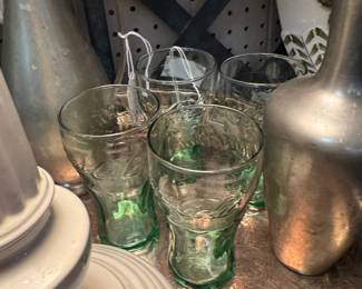 Vintage Coca-Cola Green Glasses, Set of 4
