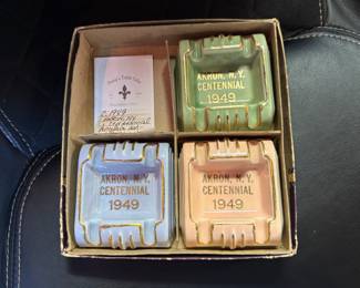 c.1949 Souvenir AKRON, NY Centennial Small Ashtrays