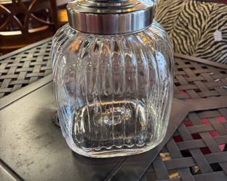 Large Ribbed Jar with Metal Lid