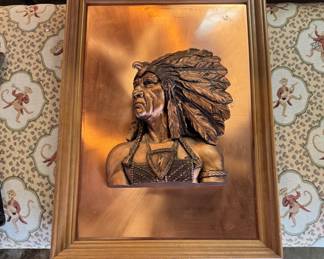 Copper 3-D Indian Chief 22" x 16" 