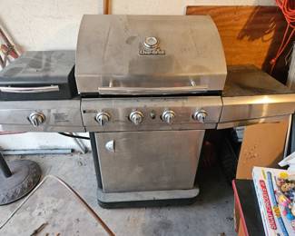 Char grill gas  BBQ  with extra burner, on wheels and 2 propane tanks $200