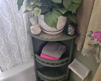 Corner wooden shelf $35