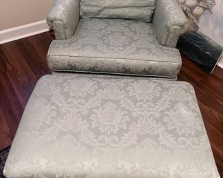 Hamilton, antiques and interiors chair and ottoman.