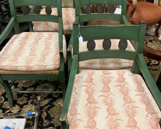 Fun Painted Pineapple Chairs, Set of 4