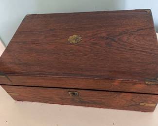 Antique Rosewood Rectangular Trinket Box 