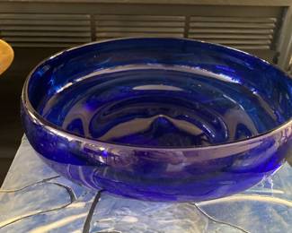 blue glass bowl