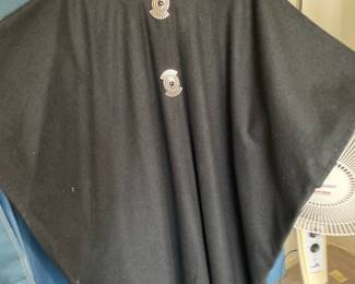 Women's Black Cape with Gold Brooch 